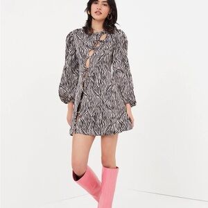 For Love & Lemons Zebra Print Mini Dress - Black & White